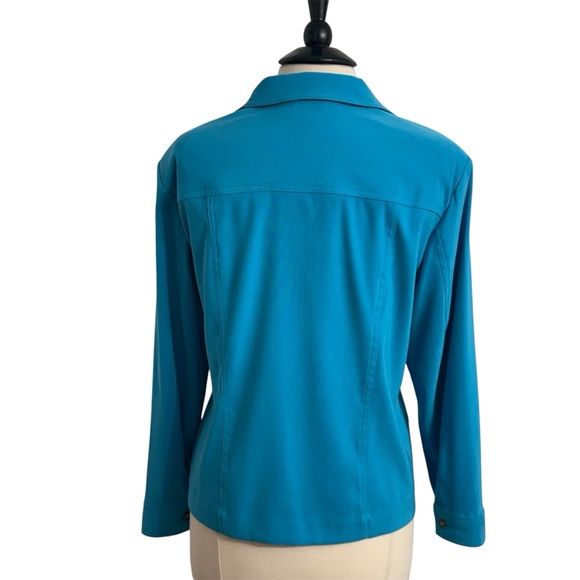 Allison Daley Petite, Women's Long Sleeve Front Zipper Jacket, Turquoise, Sz 14P - Picture 8 of 8